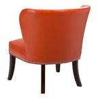Silla decorativa sin brazos de piel sintética naranja con ribete de tachuelas