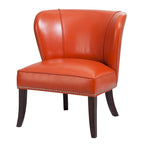 Silla decorativa sin brazos de piel sintética naranja con ribete de tachuelas
