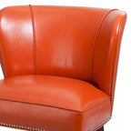 Silla decorativa sin brazos de piel sintética naranja con ribete de tachuelas
