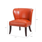Silla decorativa sin brazos de piel sintética naranja con ribete de tachuelas