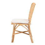 Silla de comedor bohemia de ratán marrón natural con cojín