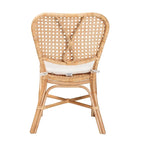 Silla de comedor bohemia de ratán marrón natural con cojín