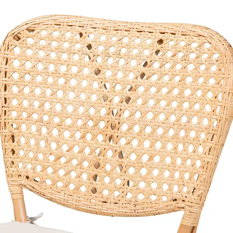 Silla de comedor bohemia de ratán marrón natural con cojín