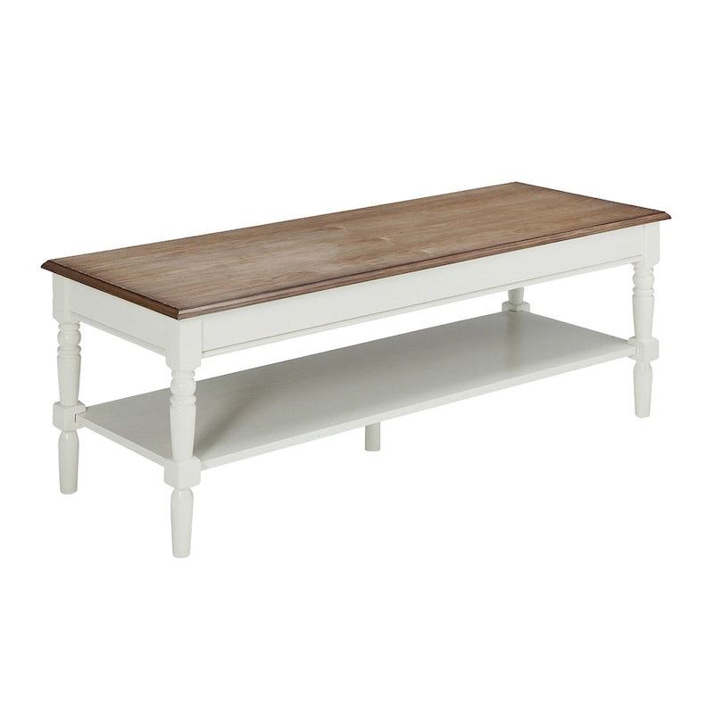 Mesa de centro con estante inferior y patas torneadas