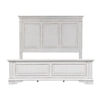 Cama King con cabecera de panel en color blanco antiguo