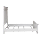 Cama King con cabecera de panel en color blanco antiguo