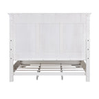 Cama King con cabecera de panel en color blanco antiguo