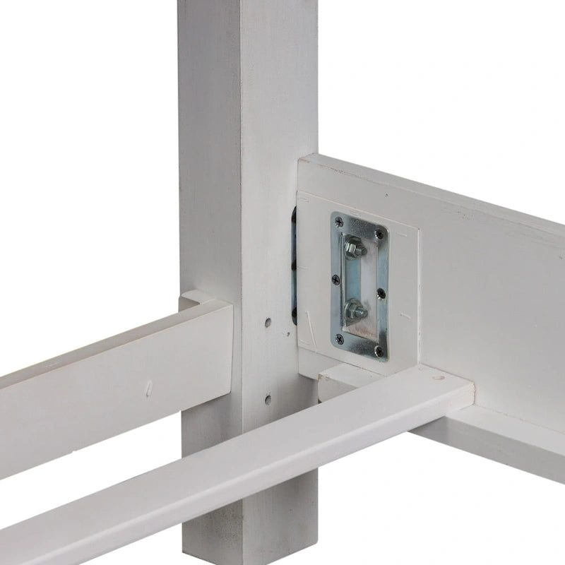 Cama King con cabecera de panel en color blanco antiguo