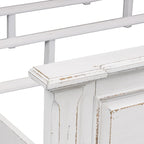 Cama King con cabecera de panel en color blanco antiguo