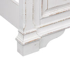 Cama King con cabecera de panel en color blanco antiguo