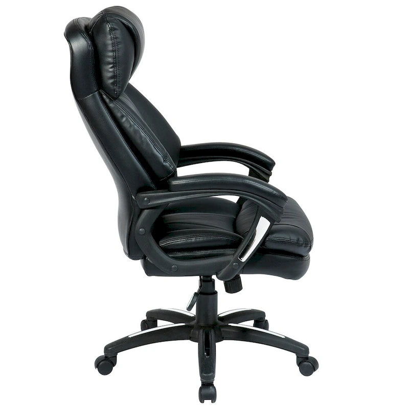 Silla de oficina ejecutiva de cuero regenerado negro
