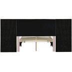 Full Size Beige Velvet Upholstered Platform Bed with Oversized Headboard