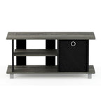 Kompaktes TV-Board mit Regalfächern und Stoffschublade
