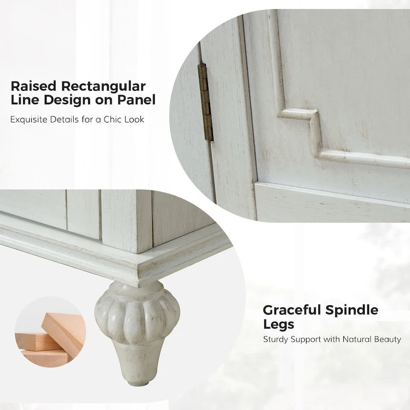 Credenza a quattro ante da 58 pollici con cassetti e portabottiglie