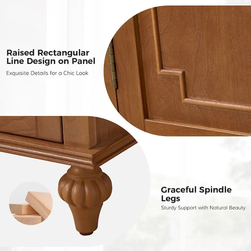 Credenza a quattro ante da 58 pollici con cassetti e portabottiglie