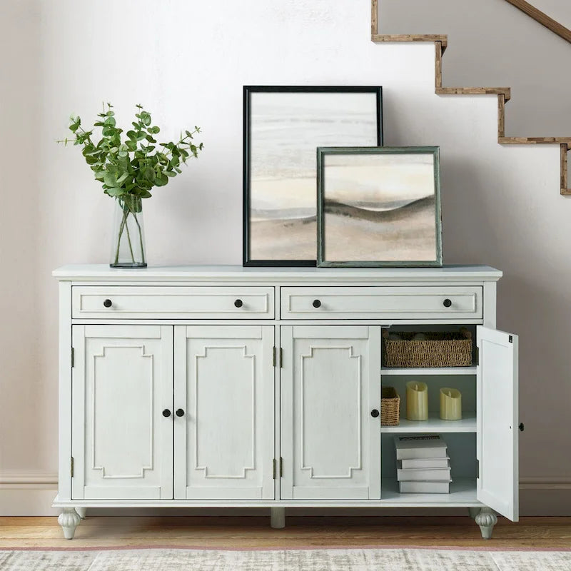 Credenza a quattro ante da 58 pollici con cassetti e portabottiglie