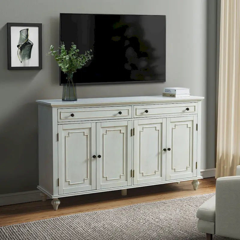 Credenza a quattro ante da 58 pollici con cassetti e portabottiglie