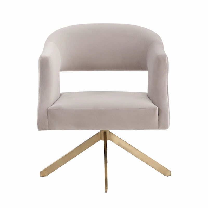 Sillón decorativo giratorio de terciopelo con base dorada