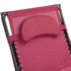 Dark Red Folding Reclining Lounge Chair with Canopy and Cup Holder