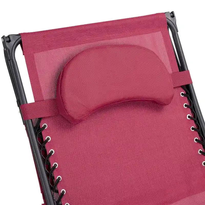 Sillón reclinable plegable de color rojo oscuro con toldo y portavasos