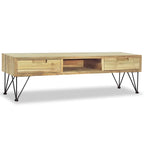 Mueble de TV de teca maciza recuperada con 2 cajones