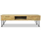 Mueble de TV de teca maciza recuperada con 2 cajones