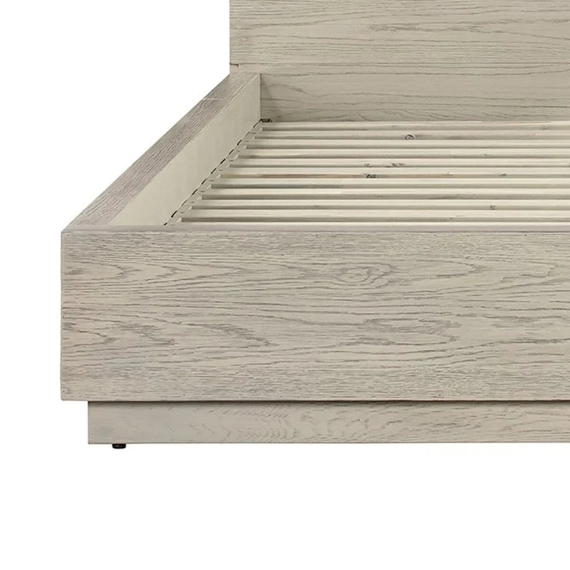 Base de cama King Oak con cabecero alto, gris plateado