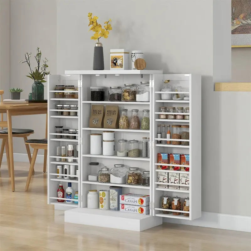 41 5-tier Pantry Storage Cabinet with 12 Door Shelves, Double Doors