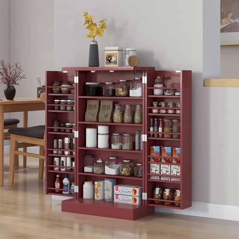 Armoire de garde-manger à 5 niveaux et double porte avec 12 rangements de porte