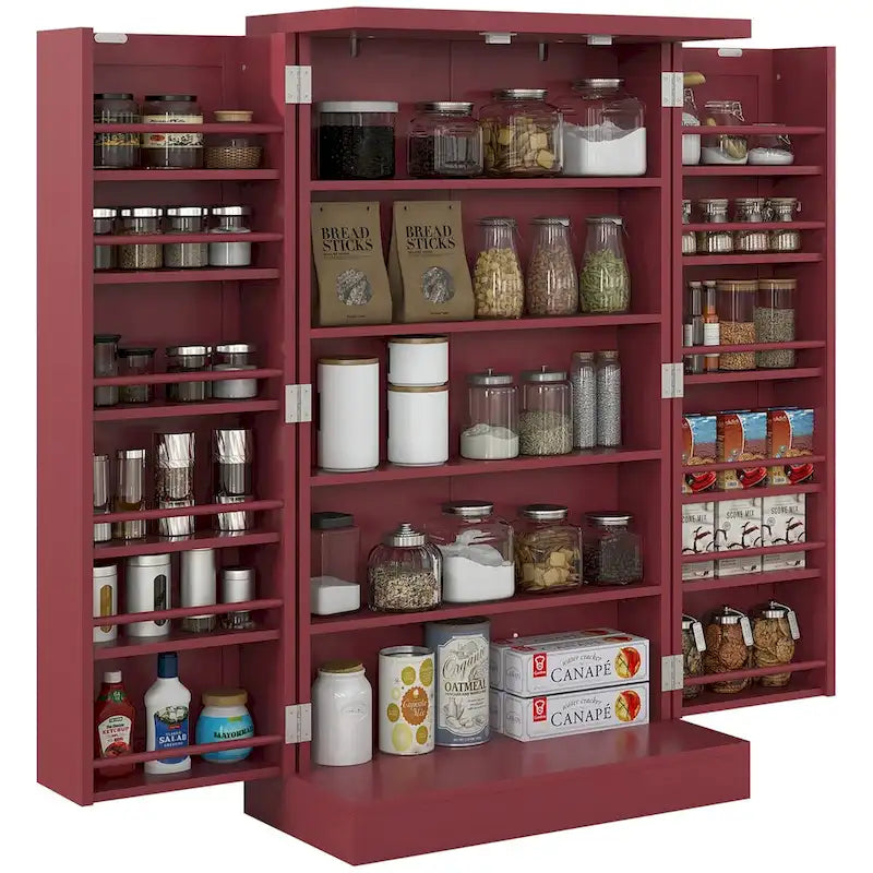 Armoire de garde-manger à 5 niveaux et double porte avec 12 rangements de porte