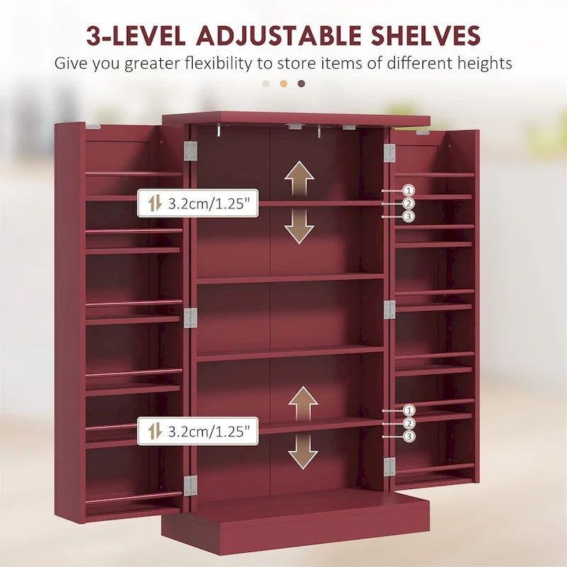 Armoire de garde-manger à 5 niveaux et double porte avec 12 rangements de porte