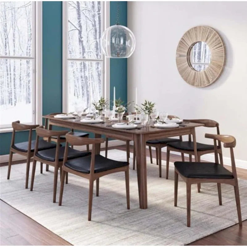 Silla de comedor de madera maciza sin brazos con asiento de poliuretano