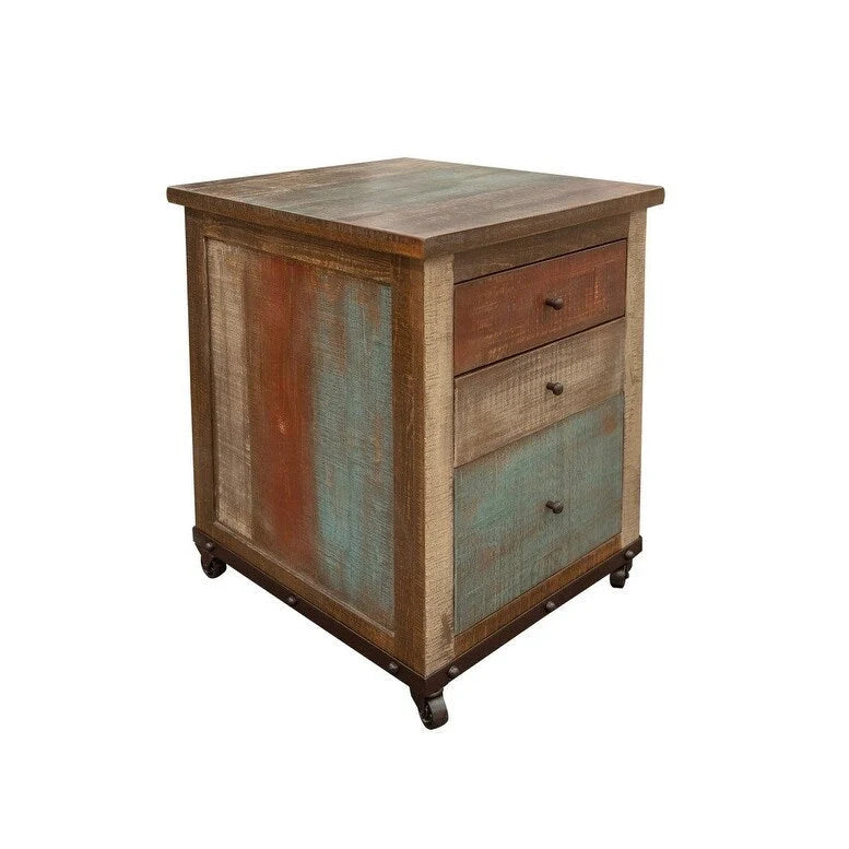 Archivador de pino macizo multicolor rústico