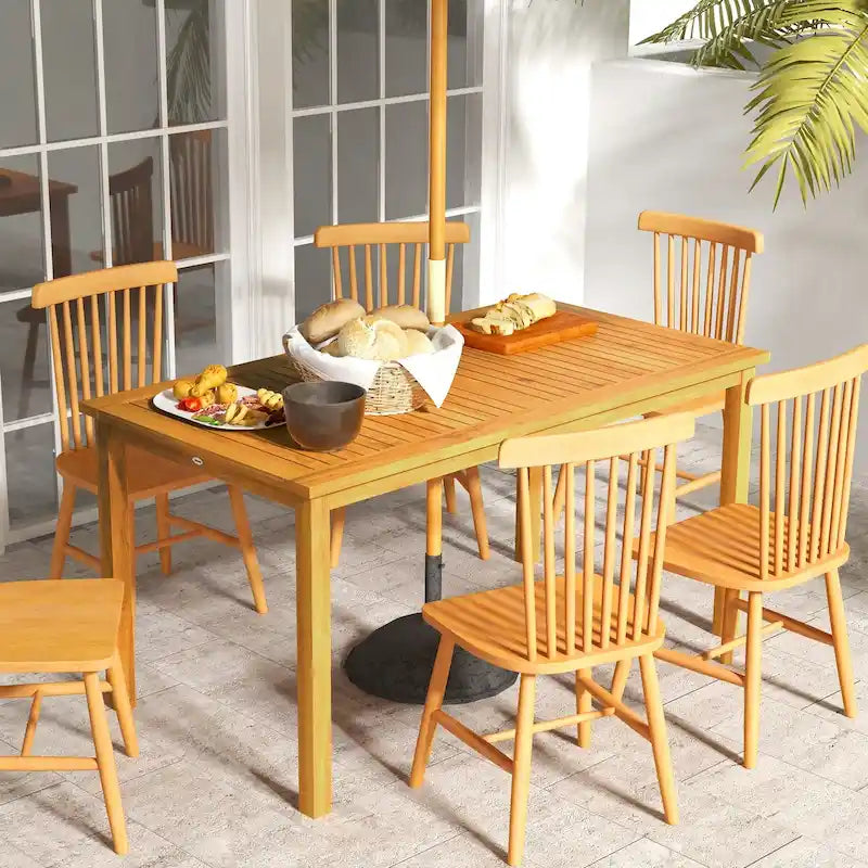 Mesa de comedor para patio de madera de acacia