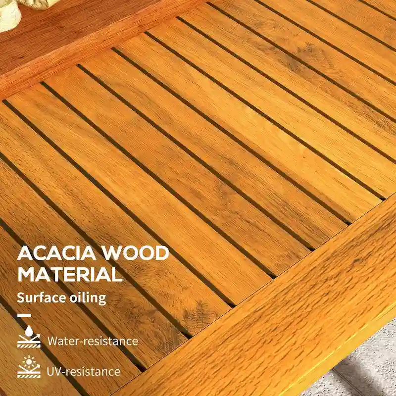 Mesa de comedor para patio de madera de acacia