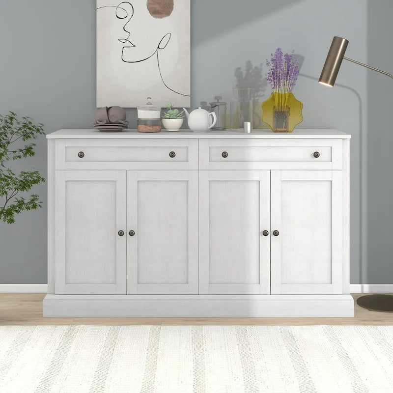 Antikes weißes Sideboard mit Schubladen und verstellbaren Einlegeböden