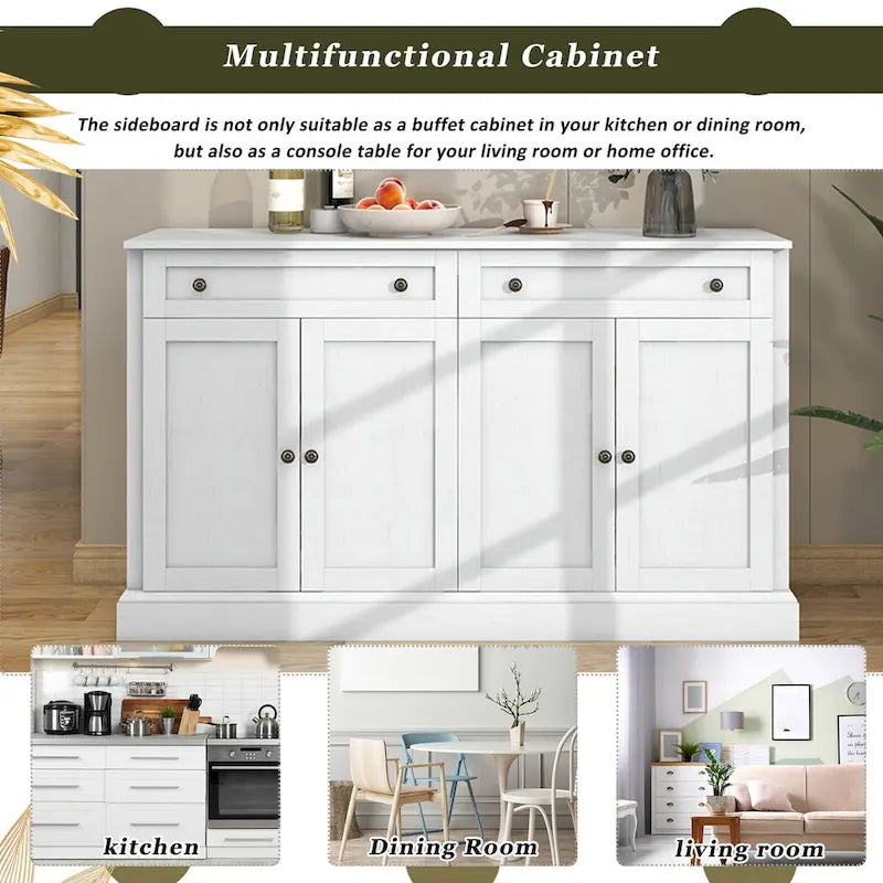 Antikes weißes Sideboard mit Schubladen und verstellbaren Einlegeböden
