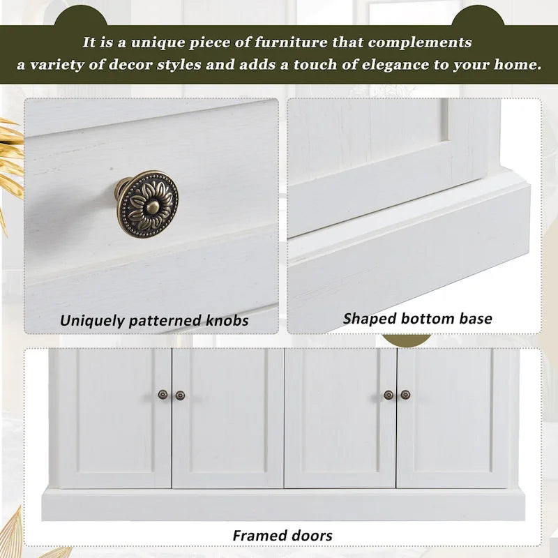 Antikes weißes Sideboard mit Schubladen und verstellbaren Einlegeböden